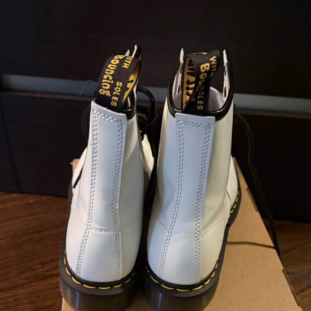 Dr. Martens White and Black Leather Boots - Picture 5 of 6